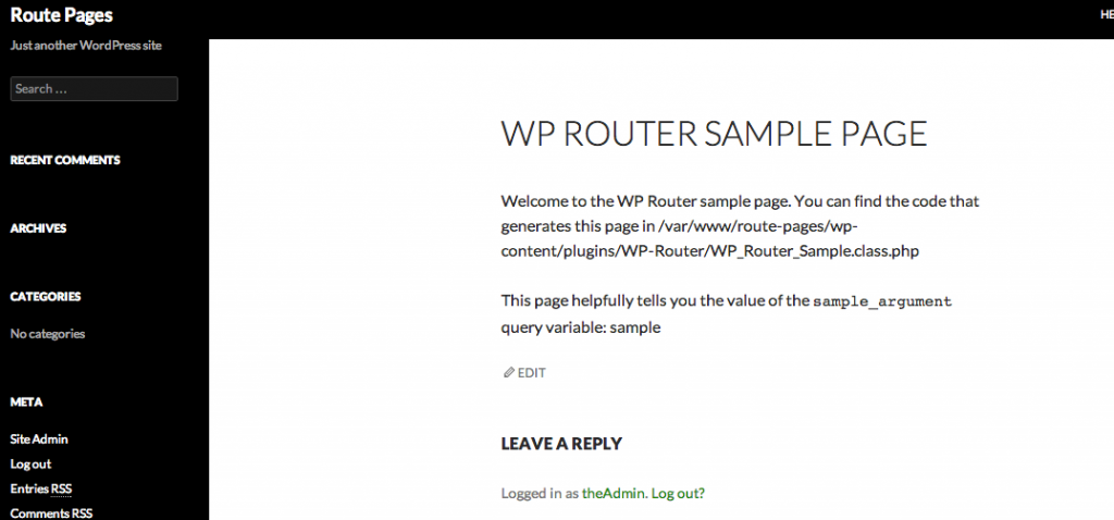 WP Router sample page