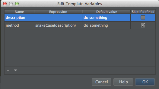 Editing the live template variables