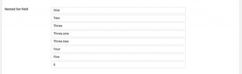 Nestable list input