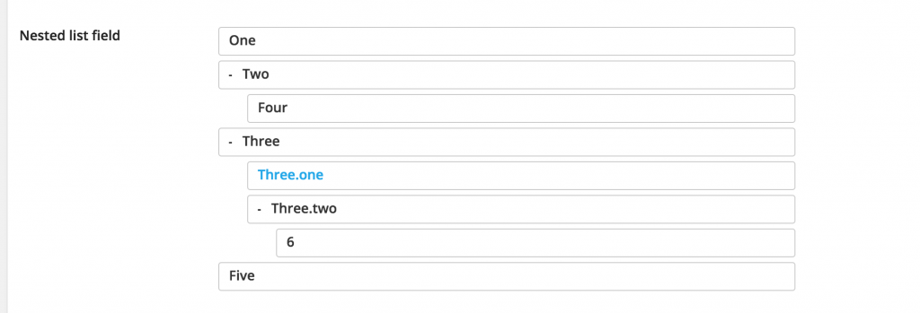 Nestable list output