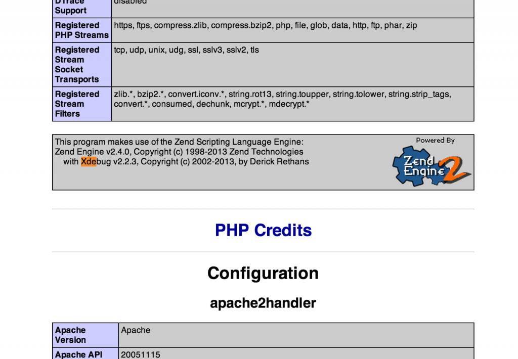 Server version of php with XDebug