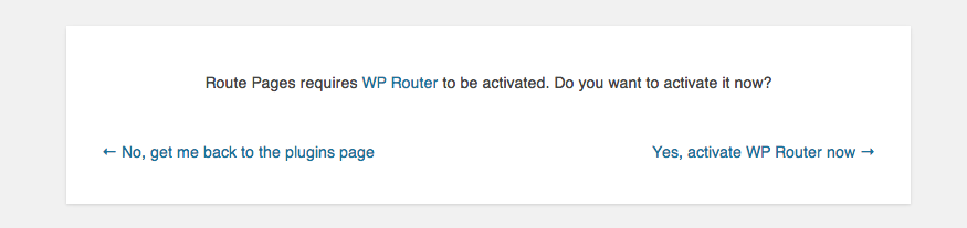 Route Pages shows a notice missing its requirements
