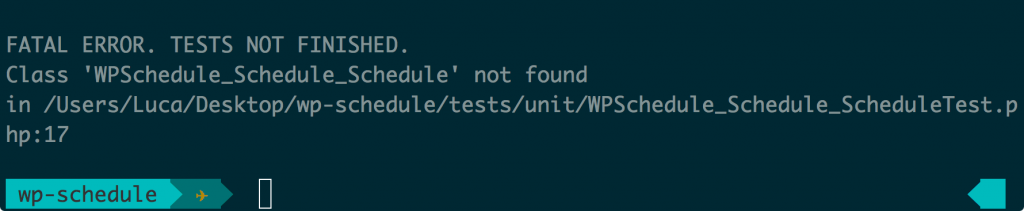 First wp-schedule failing test