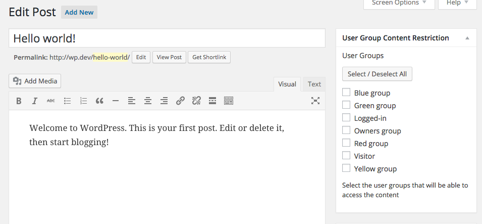 User Groups post restriction
