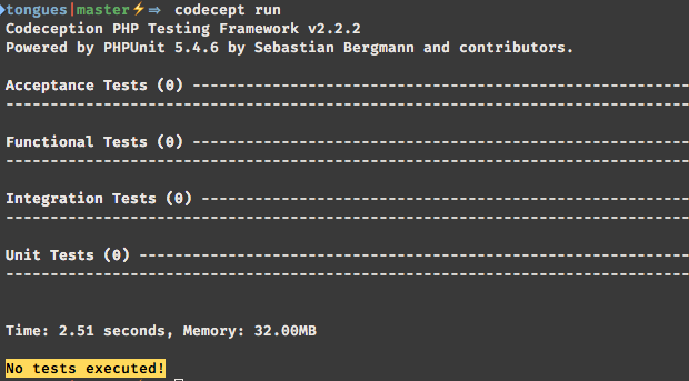 Codeception empty run