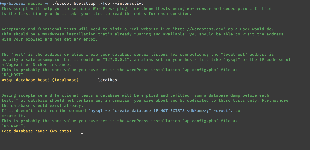 wpcept interactive mode output