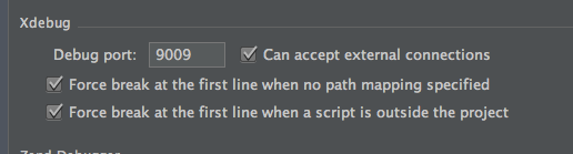 PHPStorm set to listen for XDebug on port 9009